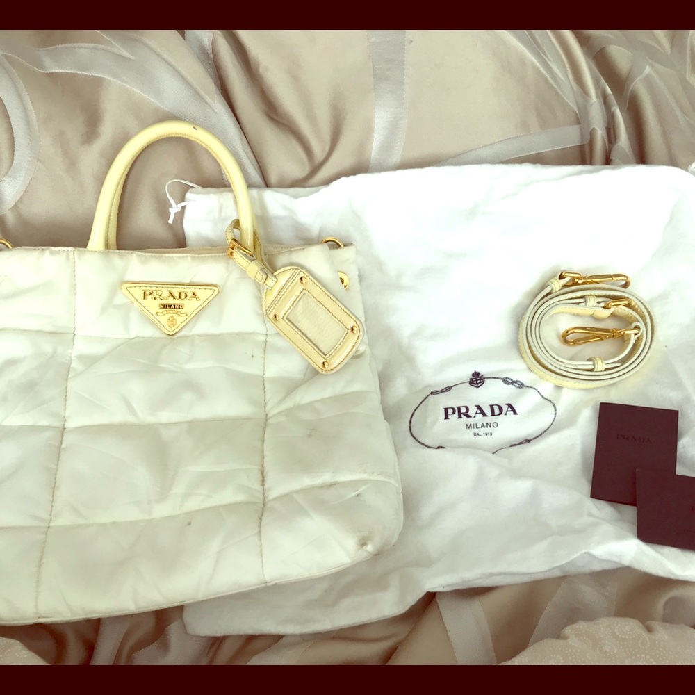 Prada Crispy Nylon Crossbody in Bianco